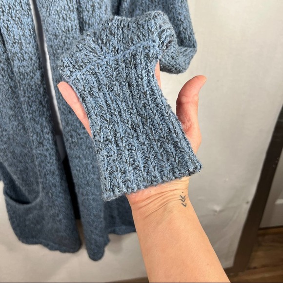 Cascade Blues Long Line Long Sleeved Blue & Black Open Knit Cardigan M - Picture 7 of 12